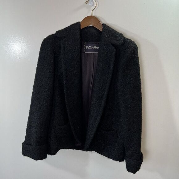 The Harris Company Women’s Boucle Style Jacket Size M Black Minimalist Luxurious - Picture 1 of 9